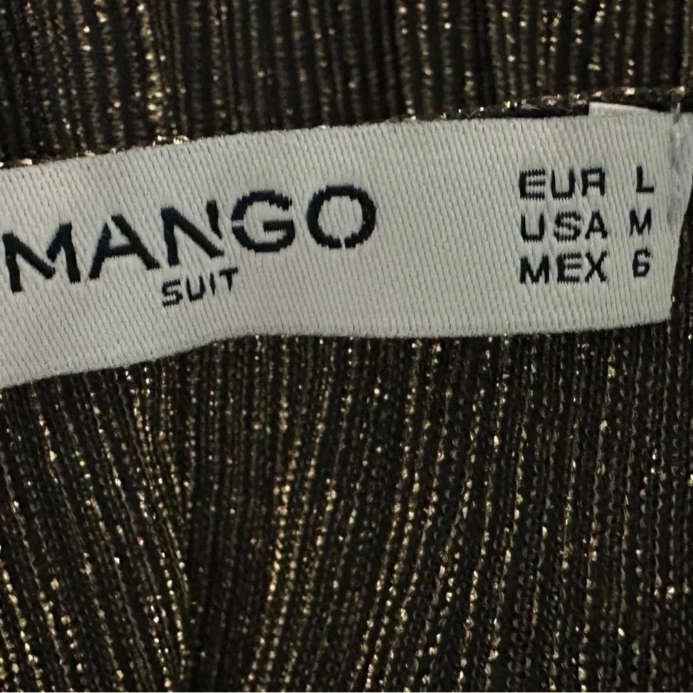 303 MANGO Suit | NWOT Turkey Metallic Gold Shimmer Sleeveless Midi Dress (Sz M) - Picture 6 of 12